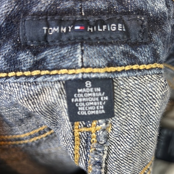 Tommy Hilfiger Denim Jean Shorts 8 Dark Wash Distressed - Picture 8 of 9